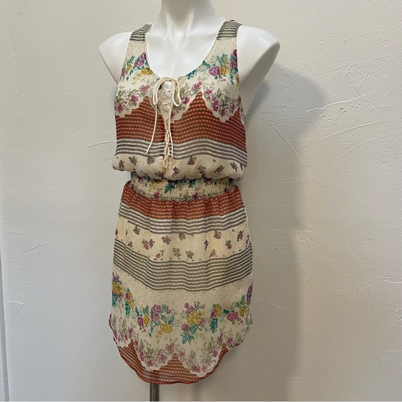 FREE PEOPLE FALLING FOR GEORGETTE BOHEMIAN CHIFFON FLORAL MINI DRESS - Picture 7 of 16